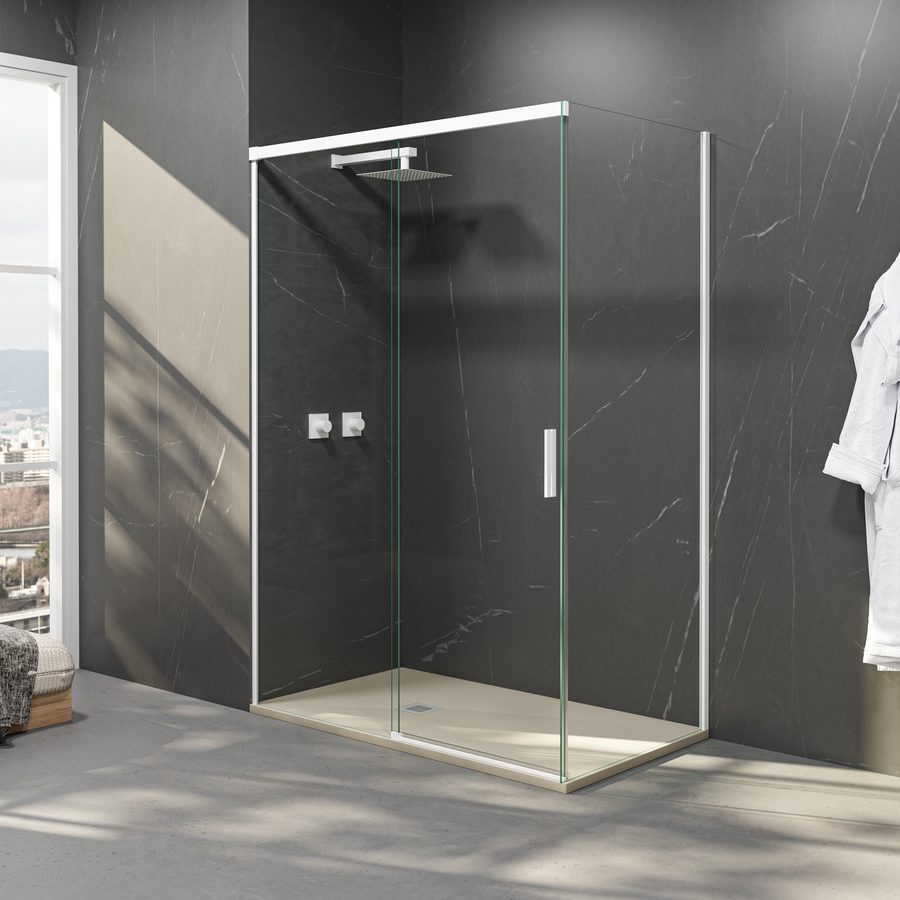 Mampara de ducha premium instalada en baño moderno