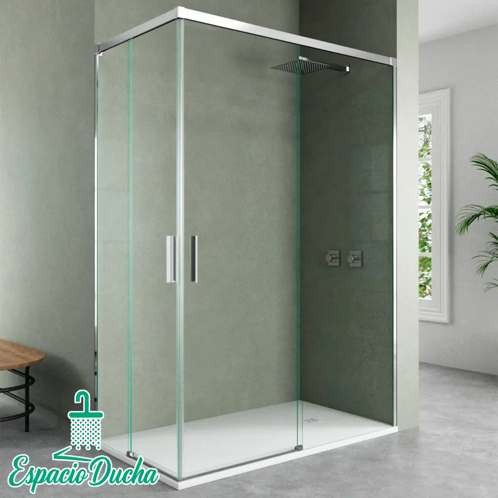 DEVA III (angular dos fijos + dos correderas) (70x70, Cromo)